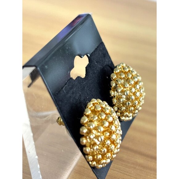 Gold-Toned Cluster Stud Earrings With Faux Pearl Detailing For Women - Picture 3 of 6